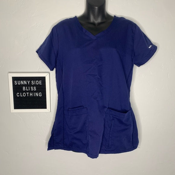 Grey’s Anatomy By Barco Blue/Purple Short Sleeve V Neck Nurse Top Size Medium - Picture 1 of 7